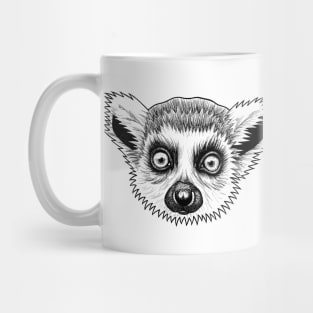 Baby ring-tailed lemur - ink illustration Mug